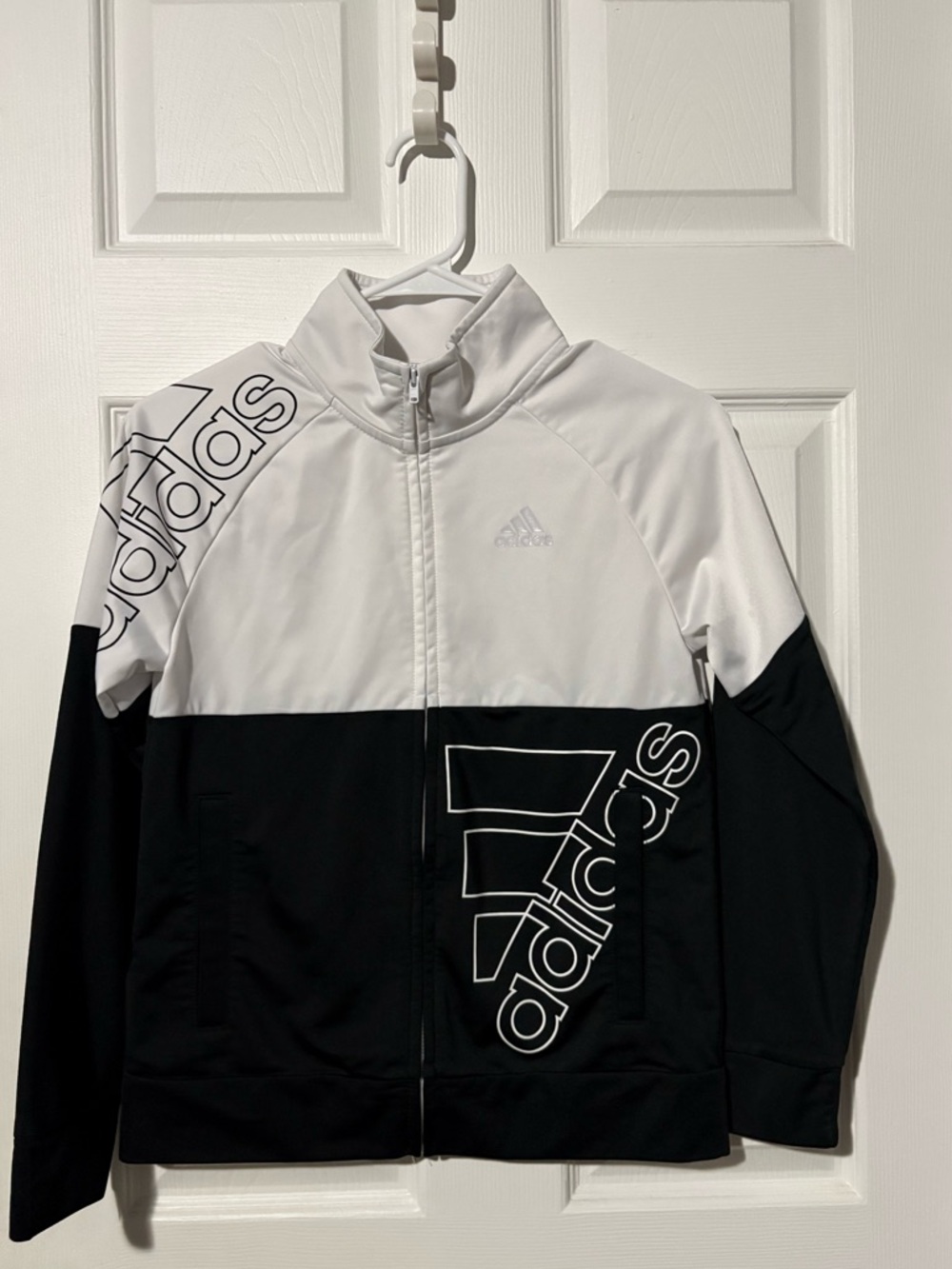 Boys Adidas White Full-Zip Athletic Jacket